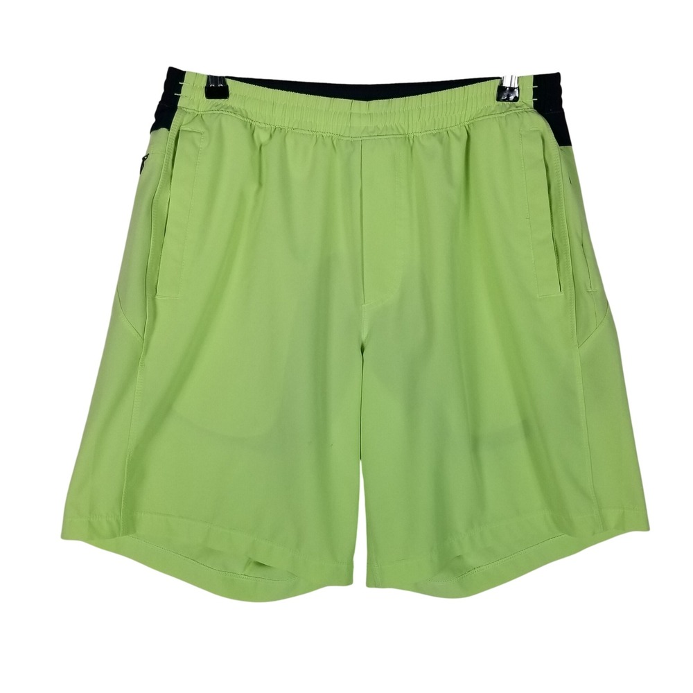 Birddogs Athletic Shorts Mens XL Neon Green Navy Blue Lined Gym Workout 44s